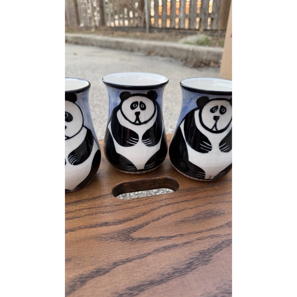 Karen Donleavy Designs Panda Mug Set of 3 Hand Painted Pottery Cups - Picture 4 of 15